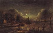 Aert van der Neer Moonlit River oil painting